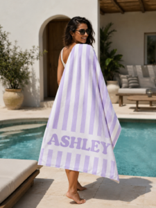 Personalized Striped Beach Towel – Custom Name Summer Pool & Beach Towel