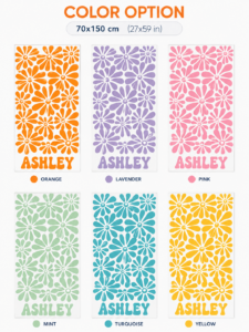 Custom Name Beach Towel with Retro Daisy Design – Personalized Summer Pool Towel - Image 5