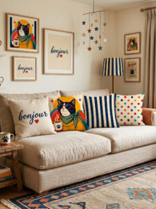 Cute Cat Cushion Cover Set (4 Pieces) – 43x43 cm