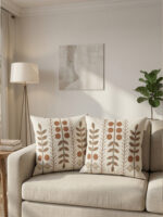 Botanical Cushion Cover Set of 2 – Neutral Leaf Throw Pillow