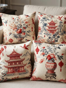 Chinoiserie Cushion Cover Set (4 Pieces) – 43x43 cm - Image 2