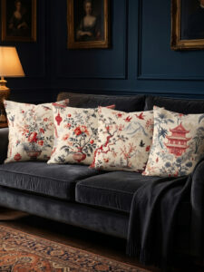 Chinoiserie Cushion Cover Set (4 Pieces) – 43x43 cm