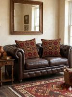 Vintage Kilim Cushion Cover Set of 2 – Ethnic Boho Throw Pillow, Turkish Rug Pattern Decor