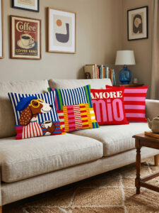 Colorful Dog Cushion Cover Set (4 Pieces) – 43x43 cm
