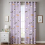 Pastel Purple Cat Curtain – Kids Room Window Panel