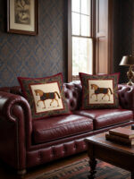 Horse Cushion Cover Set of 2 – Classic Equestrian Throw Pillow