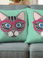 Funny Cat Cushion Cover Set of 2 – Cute Glasses Throw Pillow - Image 4