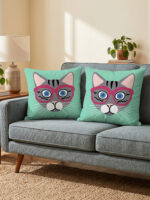 Funny Cat Cushion Cover Set of 2 – Cute Glasses Throw Pillow