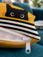 Black Cat Cushion Cover Set (4 Pieces) – 43x43 cm - Image 3