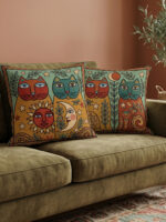 Boho Cat Cushion Cover Set of 2 – Colorful Artistic Throw Pillow