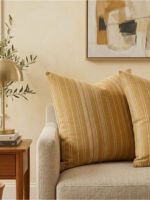 Mustard Geometric Cushion Cover Set of 2 – Minimal Boho Throw Pillow, Modern Home Decor - Image 2